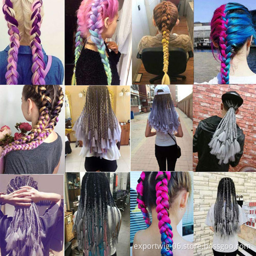 Jumbo Braiding Hair Extensions Yaki Straight Solid And Mixed Color Synthetic Fiber Braid 24 Inch 100 g For Men And Women
